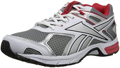 Reebok Men's Quickchase Running Shoe, Flat Grey/White/Red Rush/Black, 9 M US