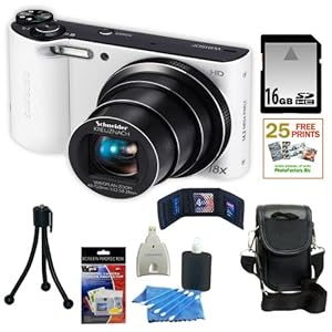 Samsung WB150 14.2MP WI-Fi Digital Camera with 18x Optical Zoom and 3-inch LCD in White + 16GB Memory Card + Replacement Battery Pack + Camera Case + Accessory Kit