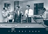 Rat Pack (Playing Pool) Black Wood-Mounted Music Poster Print - 11 X 17
