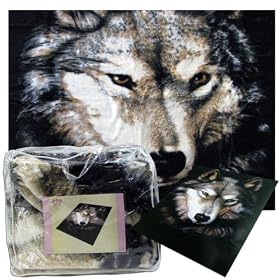 Wolf Face Blanket Acrylic Mink Home and Garden Bedroom