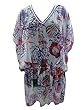 Kaftan Top Womans White Sheer Printed Chiffon Beach Coverup Kaftan Top Womans White Sheer Printed Chiffon Beach Coverup