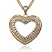 18k Yellow Gold Plated Sterling Silver Genuine Diamond Accent Pave Heart Pendant, 18