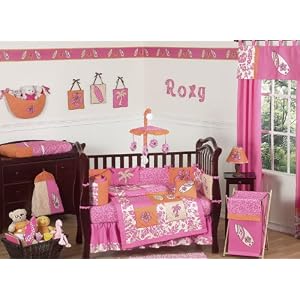 JoJo Designs Pink and Orange Surf Baby Bedding