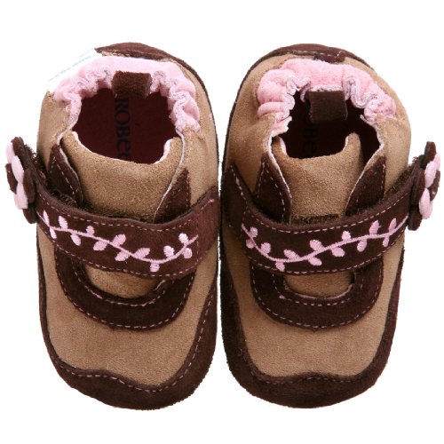Robeez Infant/Toddler Posey Flower Bootie,Hound Dawg/Brown,12-18 Months