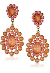 Resin Bead and Crystal Statement Earrings, 2.36"