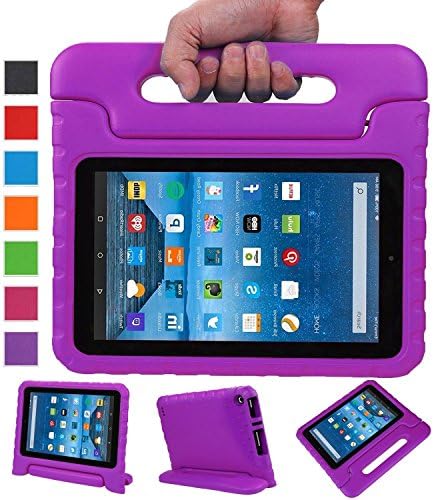 Fire 7 case,Fire 7 kids Case,Angel Center - Kids Shock Proof Convertible Handle Stand Light Weight Super Protective Stand Cover for Amazon Fire Tablet (7 inch Display, 2015 Release Only) (Purple)
