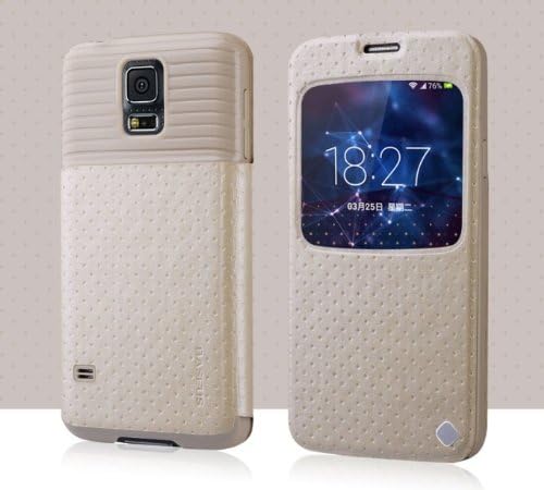 Pioneer Tech® New Slim Flip S-View Screen Case Cover For SAMSUNG Galaxy S5 G900 (champagne gold)