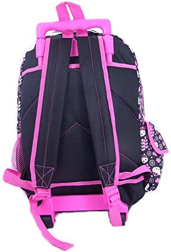 Sanrio Hello Kitty Rolling Backpack Kitty Wheeled 12" Backpack Black