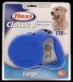 Flexi Classic 3 Retractable Tape Leash, Large, 110lbs, Black 16ft.
