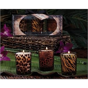 Club Pack of 18 Gardenia Scented Animal Print Glass  Filled Votive Candles