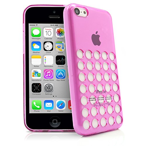 iPhone 5C Case, MagicMobile® Ultra Slim Fit Case for iPhone 5C Transparent Holes Design Soft Flexible TPU Gel Rubber Protective Case for iPhone 5C [Light Pink]