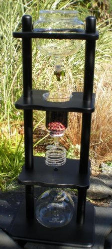 Yama Glass 6-8 Cup Cold Drip Maker Curved Brown Wood Frame