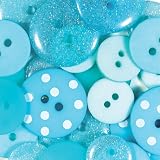 Doodlebug Monochromatic Button Asst 24/Package, Swimming Pool