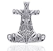 Thor's Hammer Celtic Nordic Viking God Large Sterling Silver Slide Pendant