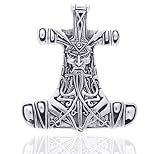Thor's Hammer Celtic Nordic Viking God Large Sterling Silver Slide Pendant