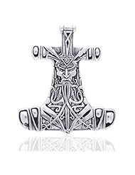 Thors Hammer Celtic Nordic Viking God Large Sterling Silver Slide Pendant