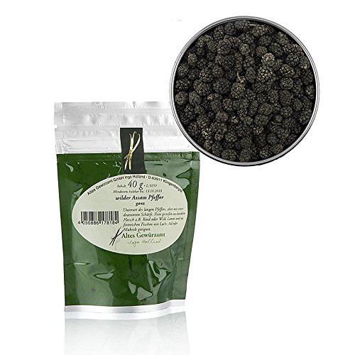 Wilder Assam Pfeffer, ganz, Altes Gewürzamt Ingo Holland, 40g Aromatüte