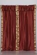 Pair Rust sari curtains with attached valance