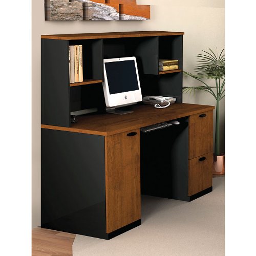 Tuscany Brown Computer Credenza with Hutch Tuscany Brown/Black