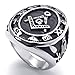 KONOV Embossed Stamped Freemason Masonic Stainless Steel Black Enamel Mens Ring