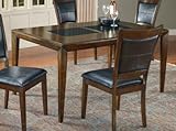 Dining Table with Black Granite Inlay in Merlot Finish