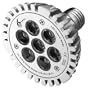 ecoBrites Hi-Brites 7x1w Hi-Performance LED light (replacing 60w incandescent/halogen bulbs). Natural White (3100k) Light Output in 45 Degree Angle "Spot" Beam Spread. Standard PAR30 / R30. Designed for Recessed Downlights, Spotlights, Track Lights & Floodlights (replacement or retrofit of Incandescent, Halogen, Fluorescent & CFL Bulbs). Free Shipping and Handling within the continental USA. * Caution: this is not a dimmable model - Please use ecoBrites dimmable models if you are using dimmer switch.