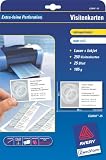 Avery Zweckform, C32010-25, Visitenkarten, 25 Blatt, unbeschichtet, weiß, 185 g, 85 x 54, weiß, mikroperforiert