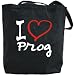 Canvas Tote Bag Black " I Love Prog " Music
