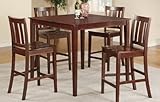 IMAGE OF Counter Height Dining Table Set with 4 Chairs and 1 Table in Wood Finish