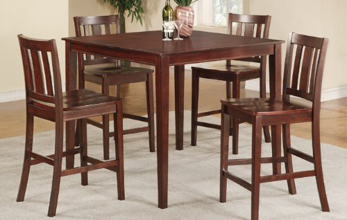Cheap Counter Height Dining Table Set With 4 Chairs And 1 Table In Wood