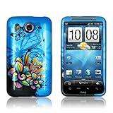 HTC Inspire 4G - Blue Butterfly Flower Hard Plastic Skin Case Cover [Access ....