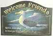 Welcome Friends Seagull Wooden Sign