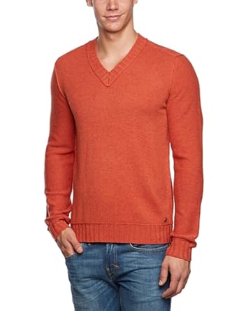BOSS Orange Pull over Col V Manches longues Homme Rouge Rot (607