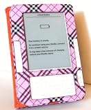 Pink with White and Purple Checker Plaid Design E-Book Reader Amazon Kindle 2 Kindle2 6" Book Style Case with Clasp + Card Slot + Open Sleeve