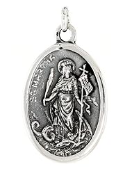 Sterling Silver Saint Martha Medal Pendant 1 X 5/8 inch (24 mm X 16 mm).