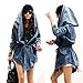 Leegoal Fashion Denim Trench Coat Hooded Outerwear Jean Jacket