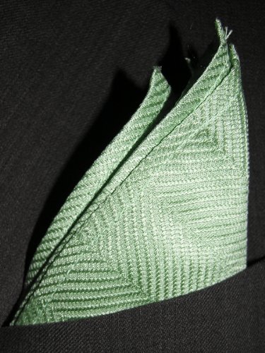 Tender Green Herringbone Silk Pocket Square - by Royal Silk