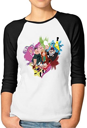 Women's Gravity Falls Cartoon Dipper Mabel Hirsch Summer Casual 3/4 Sleeve Raglan Tops Shirt