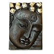 Exquisite Handmade Carved Wood Buddha Panel With Gold Leaf And Oak Stain