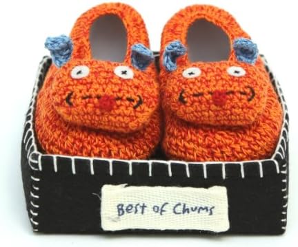 Best of Chums Baby Crochet Bootie Orange Monster