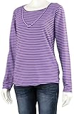 フェアリー リラックス授乳トップスVネック長袖 M パープルボーダー ガーゼ天竺 214-8105