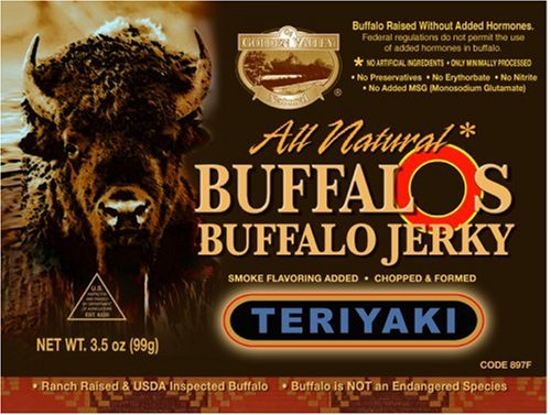 Golden Valley Natural Buffalo Jerky, Teriyaki, 3.5-Ounce Pouch (Pack of 8) by Golden Valley Natural