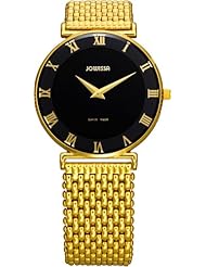 Jowissa Womens J2.040.L Roma 36 mm Gold PVD Black Dial Roman Numeral Steel Watch