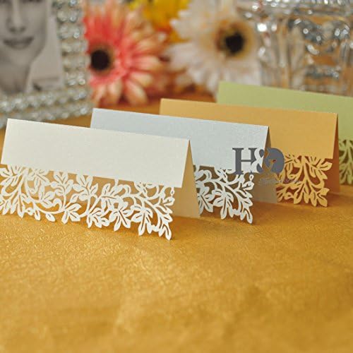 CYNDIE Hot Sale New Leaf Wedding Place Name Cards Personalised Tableware Seating 4 Colour Decor Silver 3 bag(12pcs/bag)