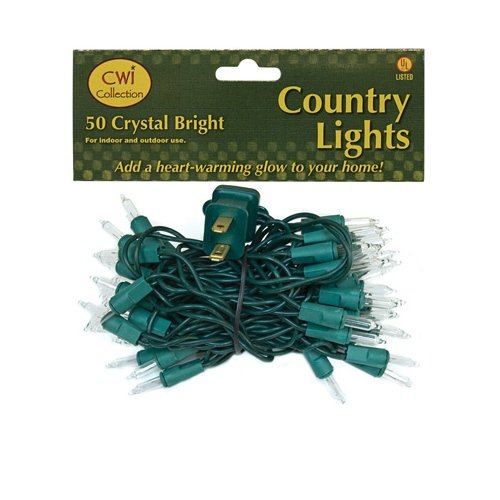 CWI Gifts 50 Count Light Set, Green wire,Clear Bulbs