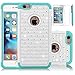 iPhone 6S Case,EC™ [Shockproof] Apple iPhone 6S Case, Heavy Duty Dual Layer Hybrid Stud Rhinestone Bling Protection Cover Case for Apple iPhone 6S / 6 (A White+Turquoise)