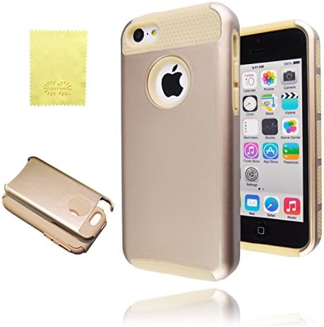 5C Case, Apple iphone 5C Case, CQSTORE(TM) Dual Layer 2in1 Hybrid Case Armor Cover Case High Impact Case(Champagne)