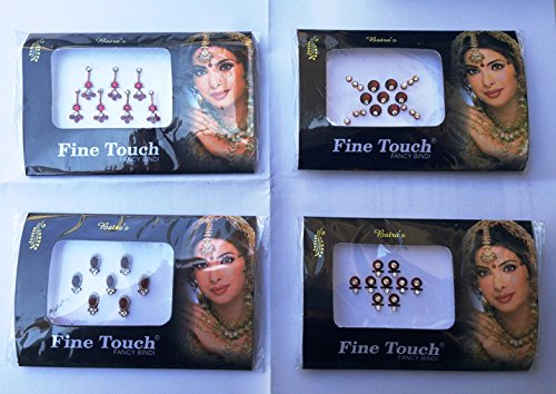 Lightahead® 4 PACK MAROON BOLLYWOOD HEAD BINDI TATTOO INDIAN ART RHINESTONE STICKON REUSEABLE