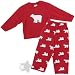 Red Polar Bear Fleece Pajamas for Girls