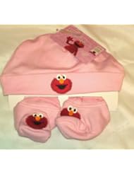Baby Product: Sesame Street Elmo Pink Baby Hat and Booties Set - Sesame Workshop
